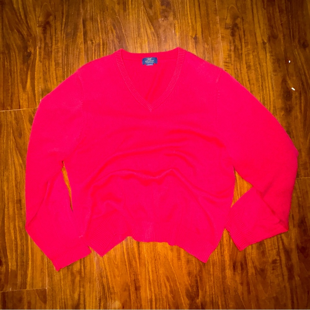 Brooks Brothers Bold Red V-Neck Sweater